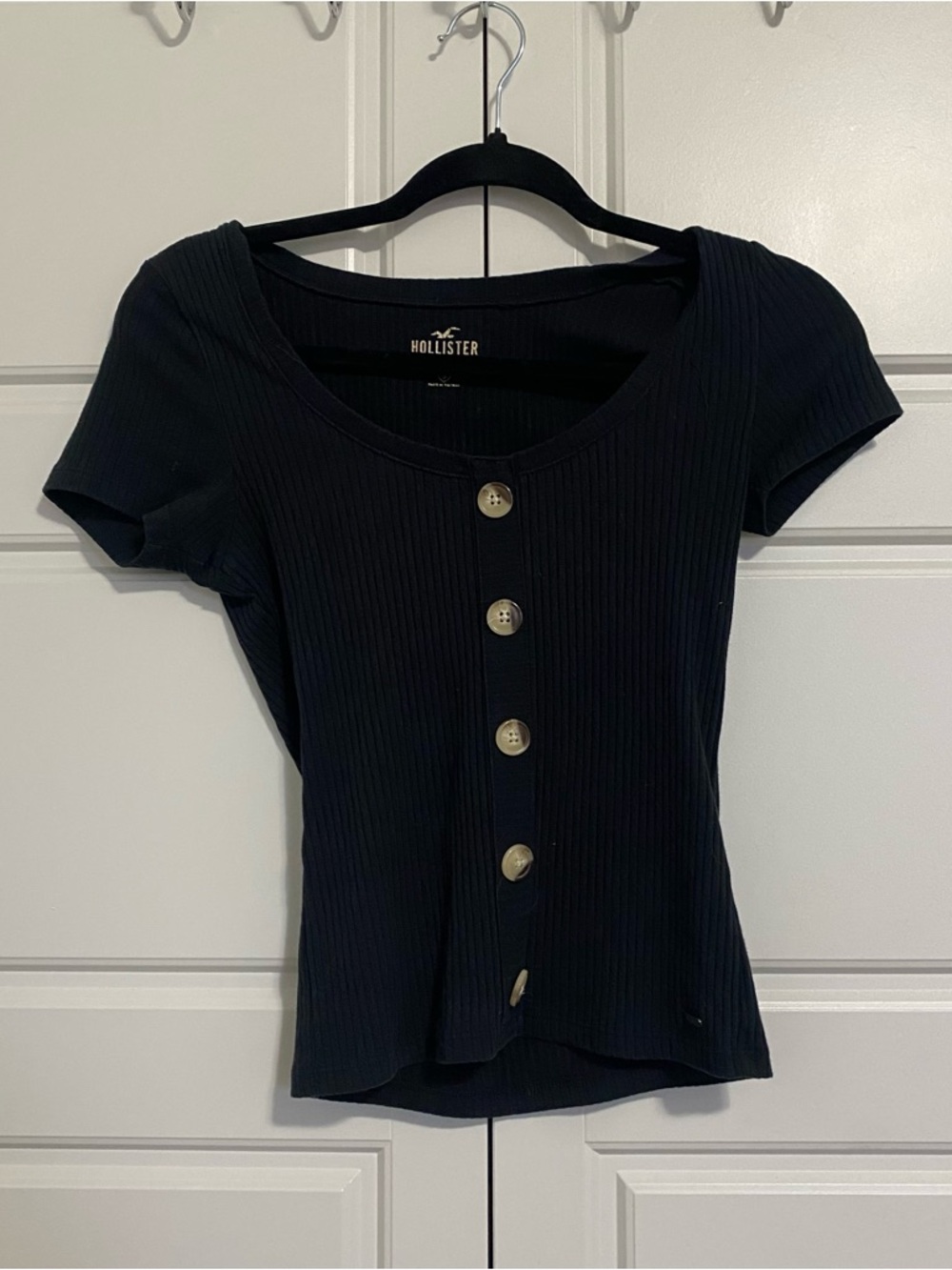 Hollister Black Top with Buttons